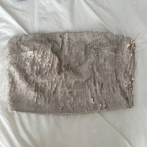 Charlotte Russe small gold/white tube top